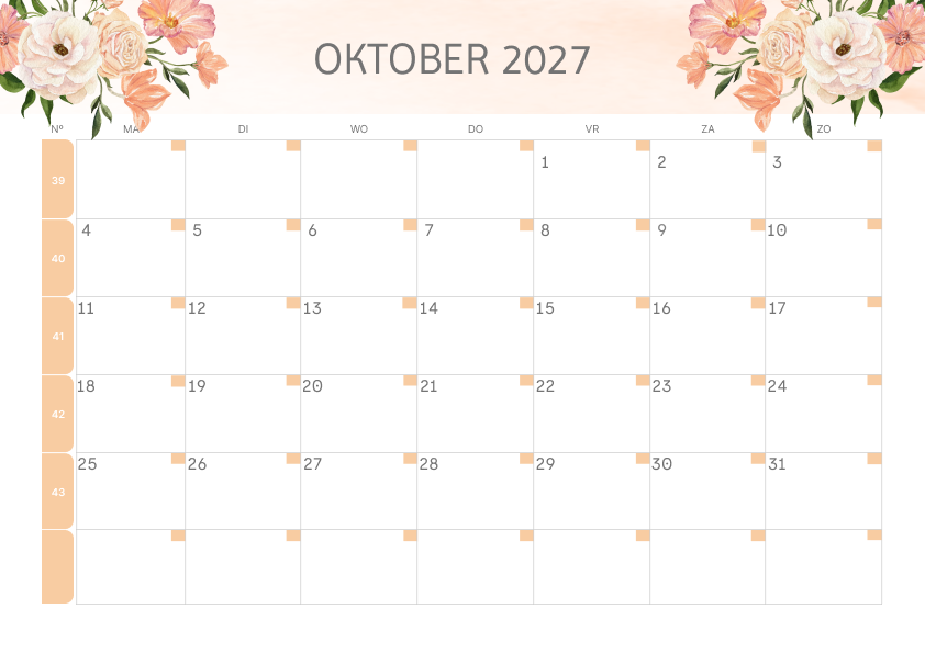 Calendario Semestrale 2027 Primo Semestre Colorato