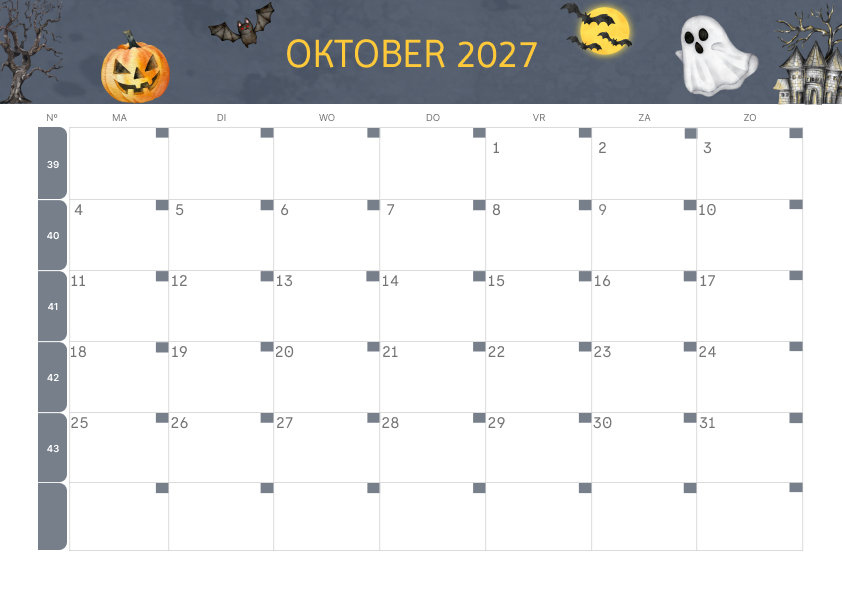 Calendario Mensile 2027 Agosto Minimalista