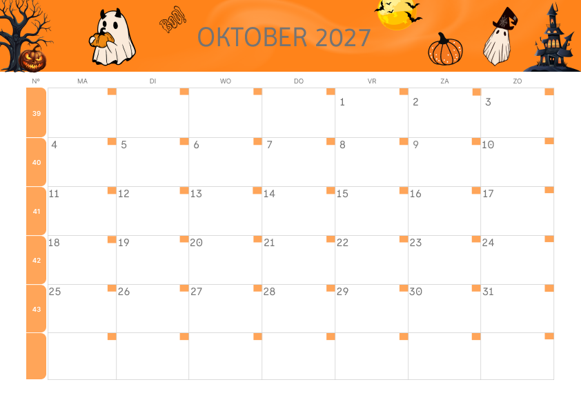 Calendario Mensile 2027 Agosto Estetico