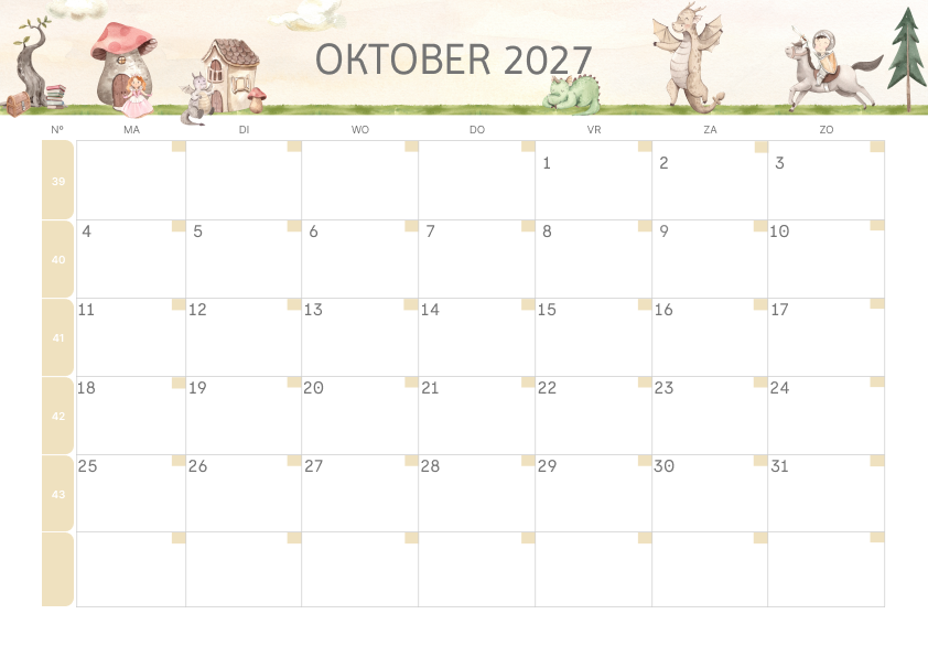 Calendario Mensile 2027 Agosto Estetico