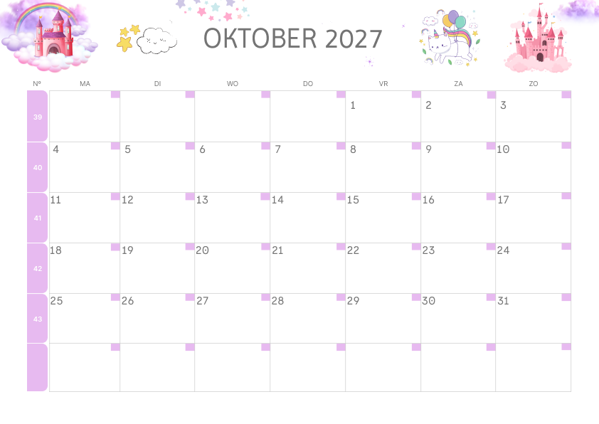 Calendario Mensile 2027 Agosto Tropicale