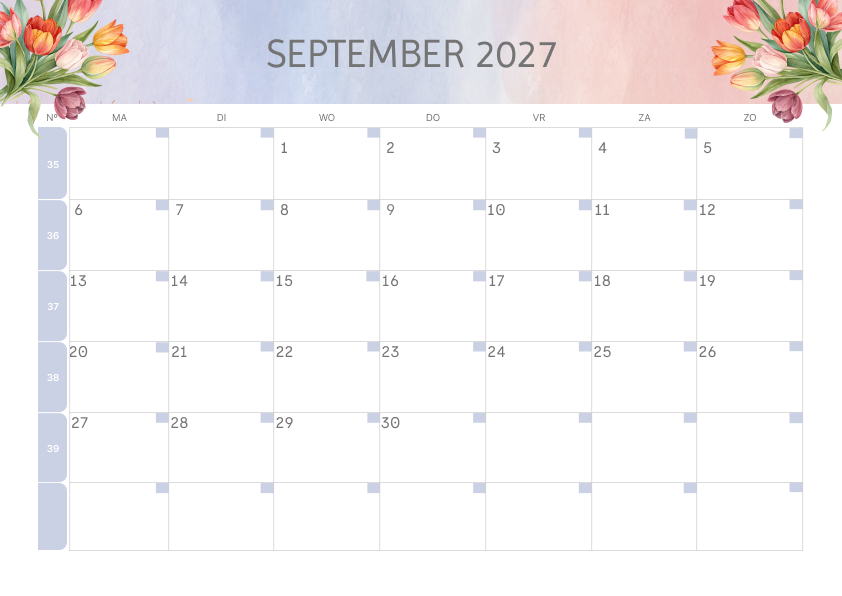 Calendario Semestrale 2027 Primo Semestre Minimalista