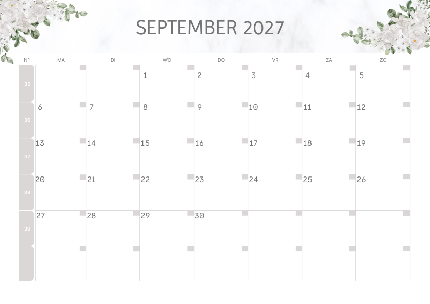 Calendario Semestrale 2027 Primo Semestre Colorato