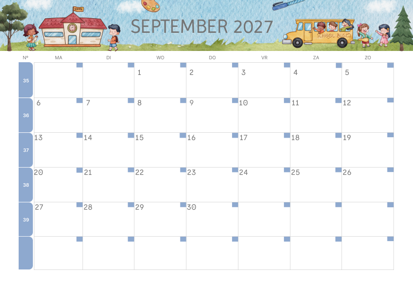 Calendario Mensile 2027 Agosto Tropicale